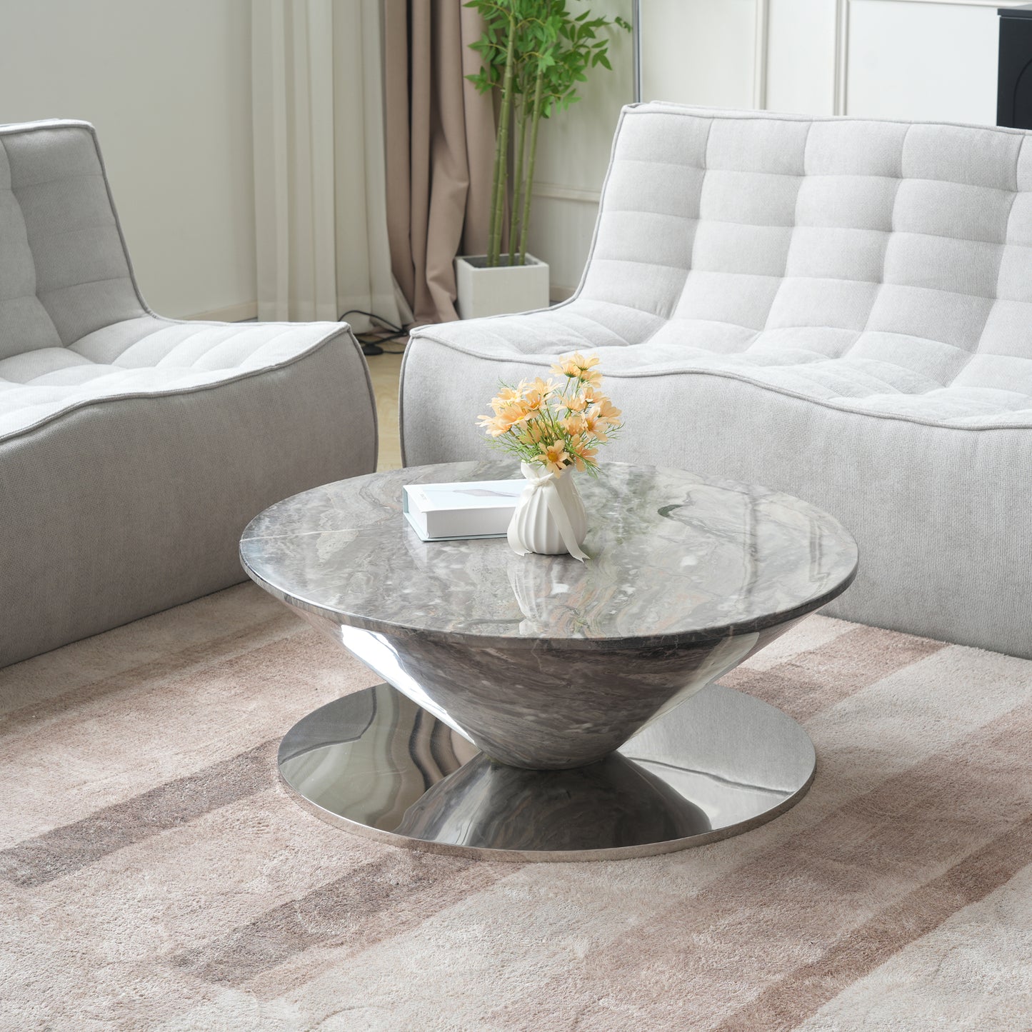 Aurora Wood Round Coffee Table