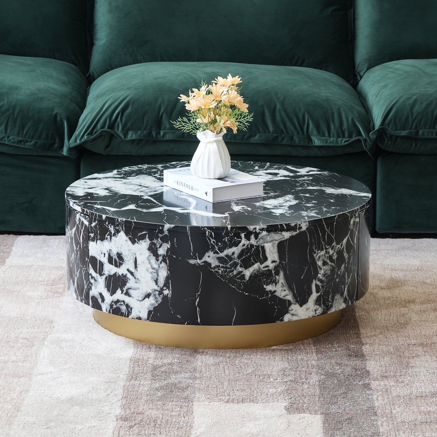 Dolce Marble & Wood Round Coffee Table