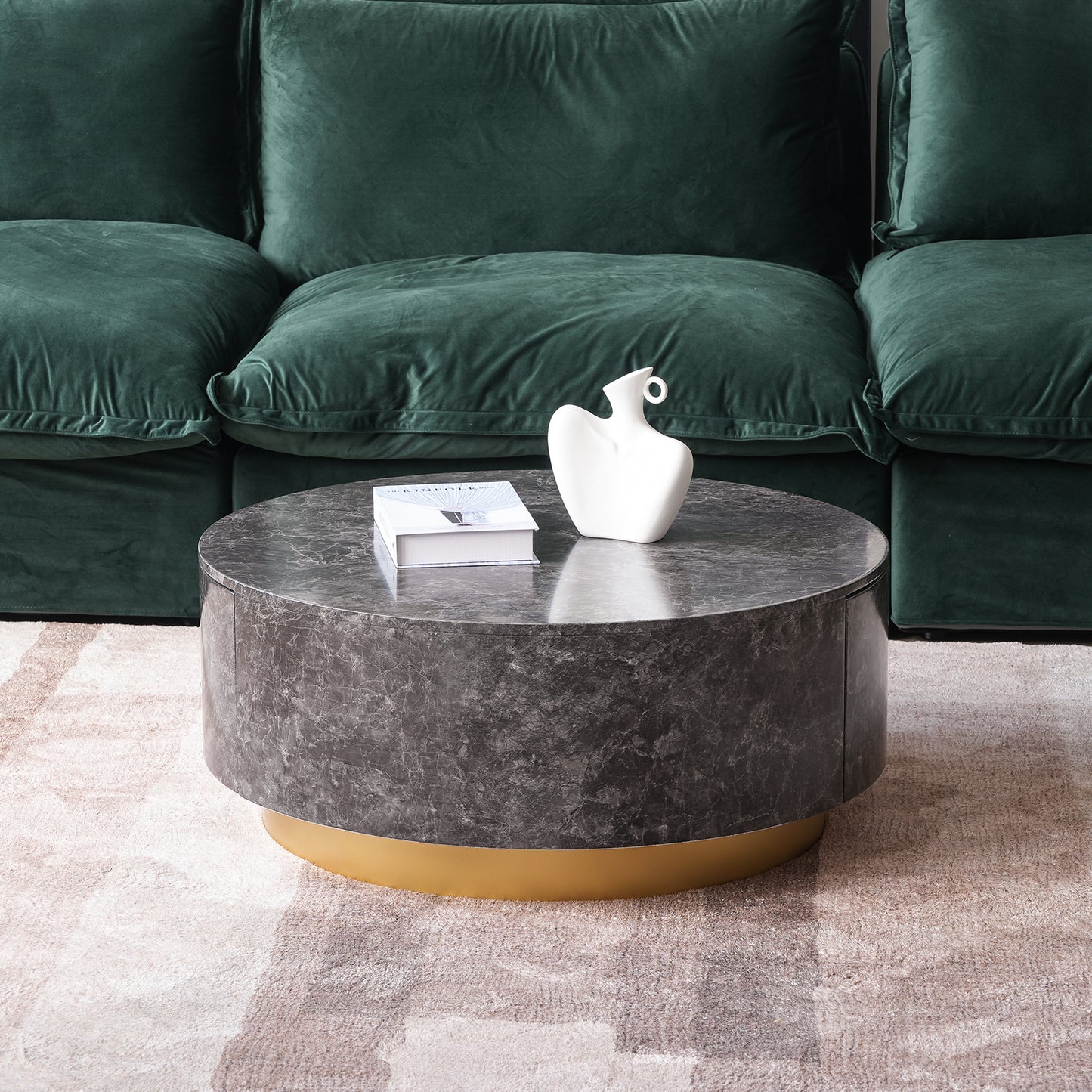 Dolce Marble & Wood Round Coffee Table